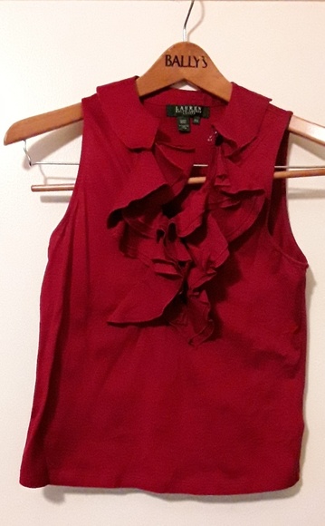 '❤Xmas-Ralph Lauren Red Ruffle Top - Picture 5 of 7